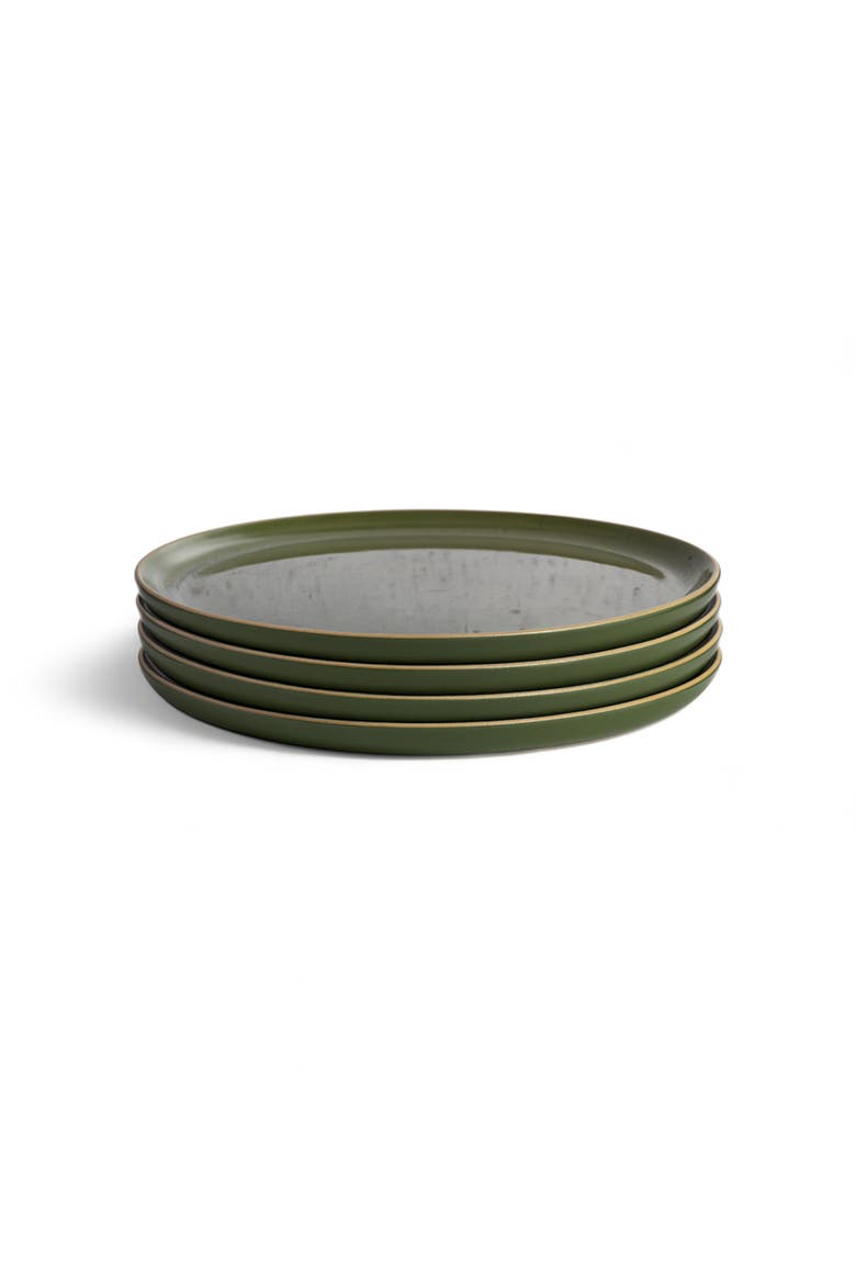 Edan Flat Dinner Plate, Set of 4, Main, color, Matte Green/ Shiny Green