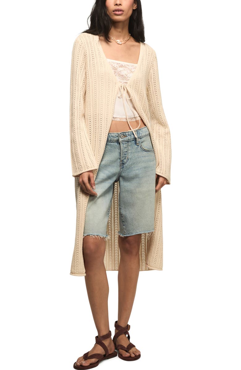 Lucky Brand Festival Pointelle Duster, Main, color, Whitecap Gray