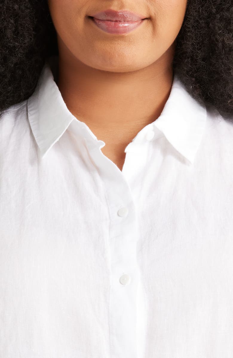Eileen Fisher Organic Linen Sleeveless Button-Up Shirt, Alternate, color, White