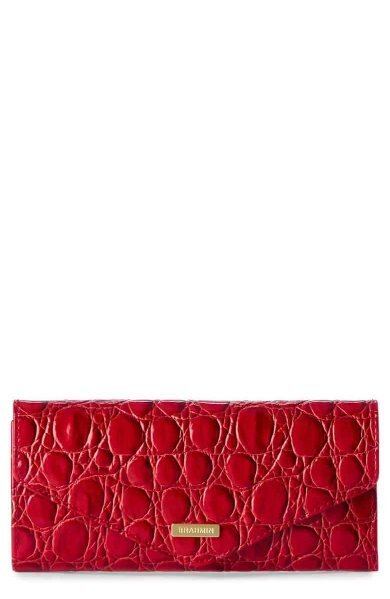 Brahmin Veronica Croc Embossed Leather Wallet, Main, color, 