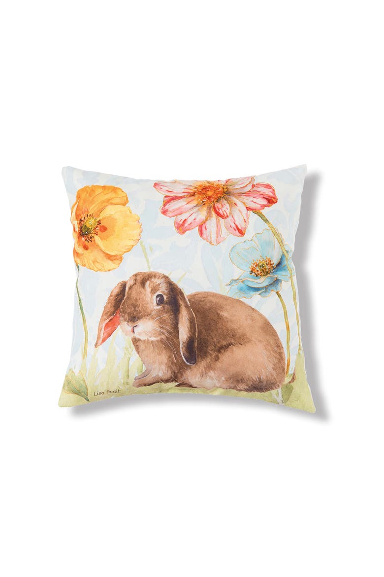 Floppy Ear Easter Bunny Indoor/Outdoor Accent Throw Pillow 18" x 18", Main, color, Green