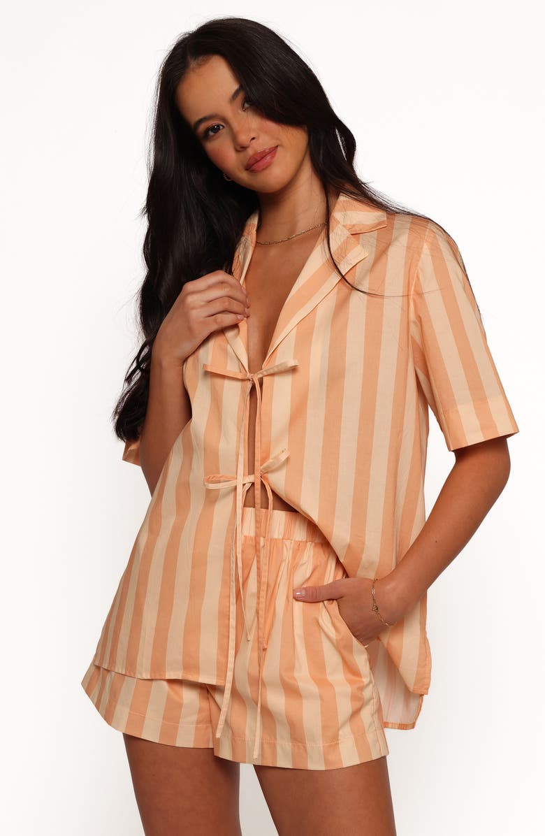Petal & Pup Essie Stripe Cotton Tie Front Shirt, Alternate, color, Terracotta Stripe