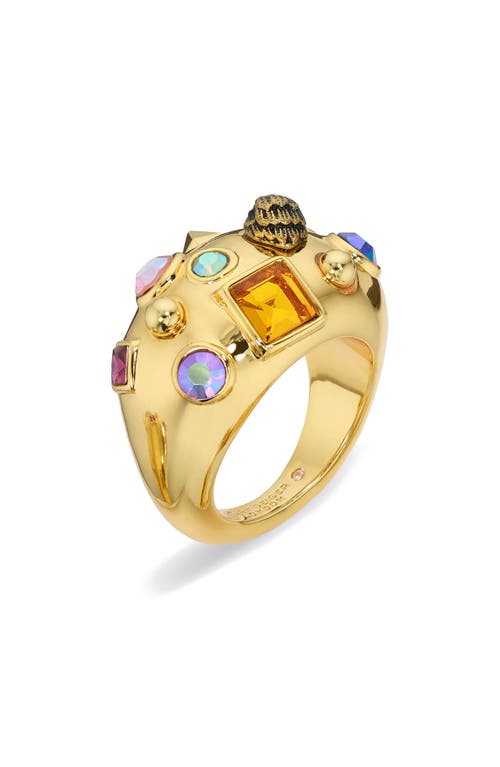 Kurt Geiger Multicolor Mixed Cut Stained Glass Statement Ring In Gold Multi