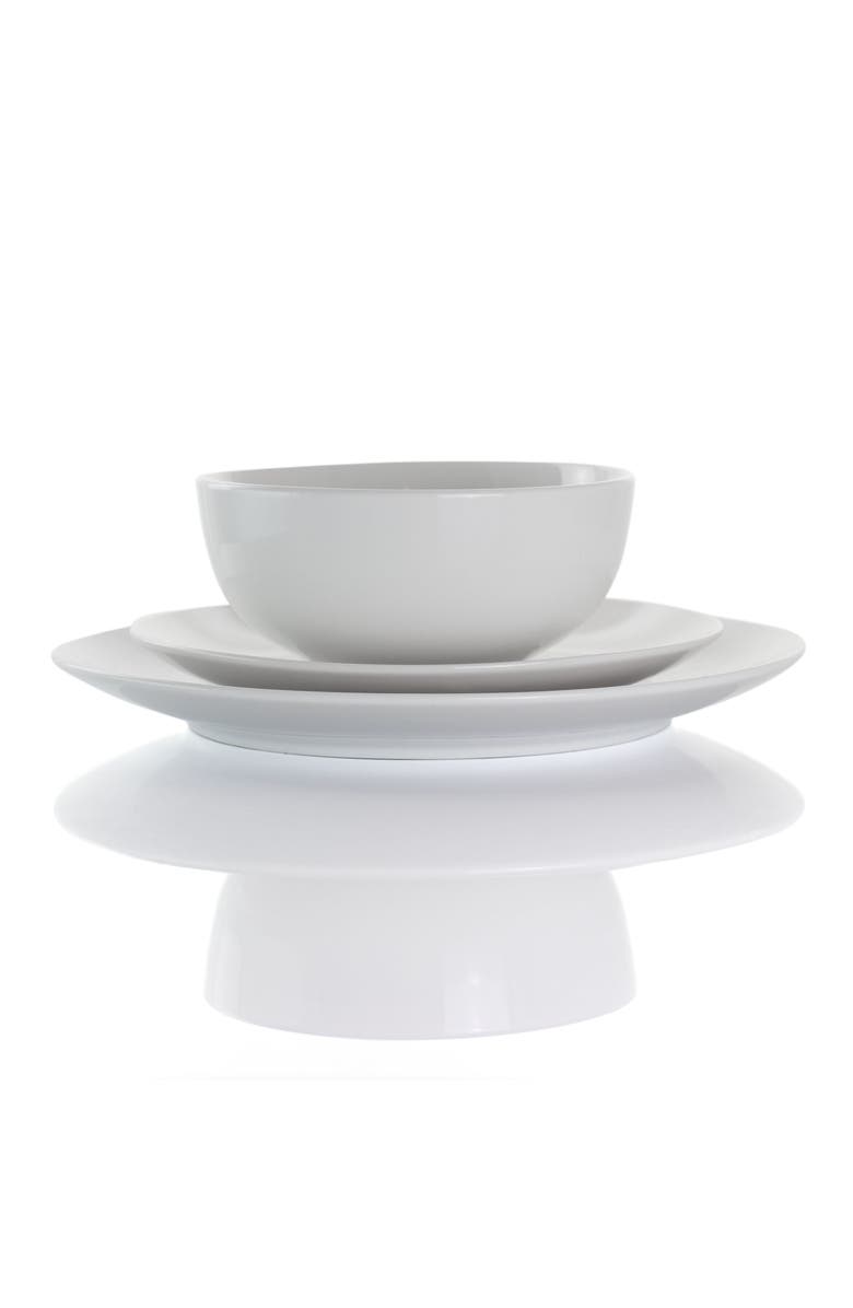 Elama Owen 18 Piece Porcelain Dinnerware Set with 2 Large Serving Bowls, Alternate, color, White