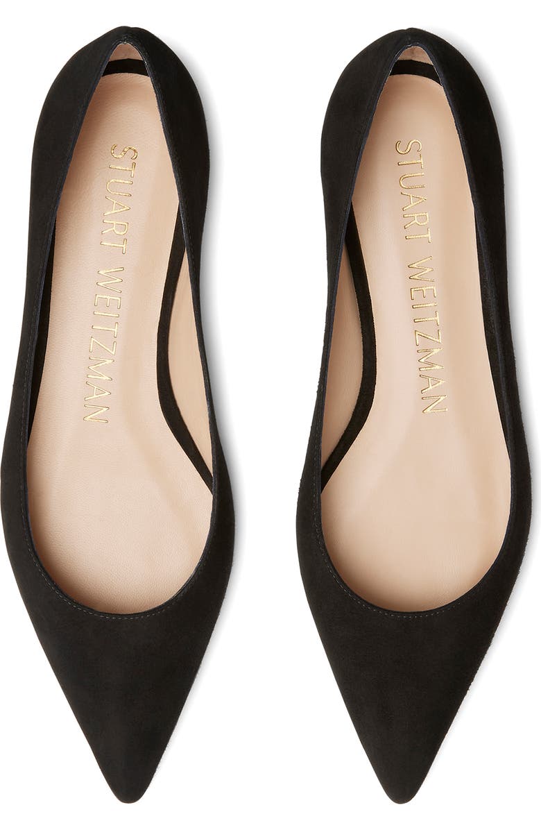 Stuart Weitzman Emilia Pointed Toe Flat, Alternate, color, Black Suede