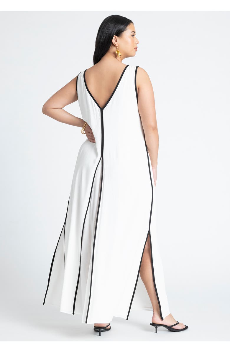 ELOQUII V Neck Gauze Maxi Dress, Alternate, color, Sugar Swizzle