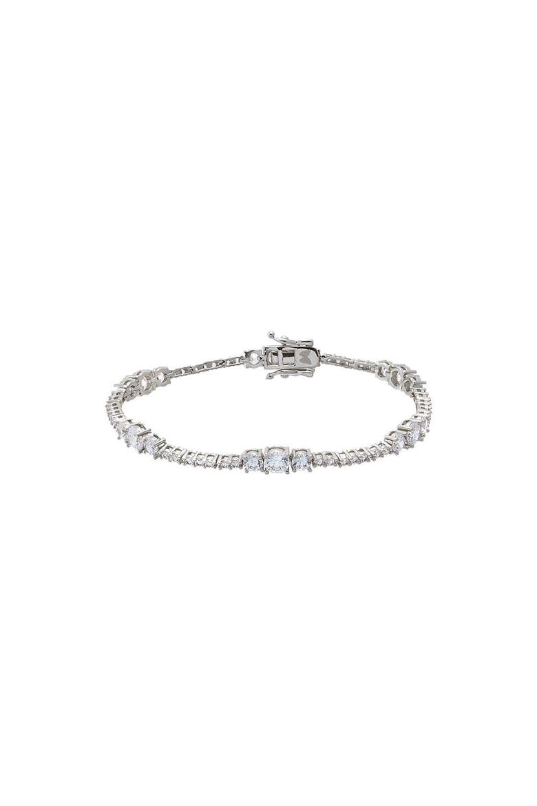 Graduated Accent Tennis Bracelet, Main, color, Silver