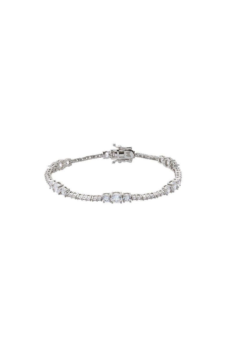 BY ADINA EDEN Graduated Accent Tennis Bracelet, Main, color, Silver