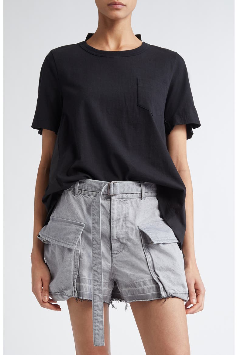 Mixed Media Poplin & Jersey Top, Main, color, BLACK/ BLACK 002