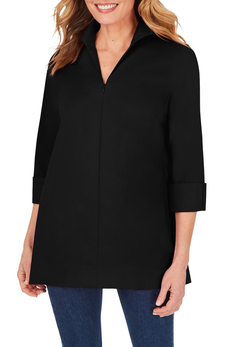 Lydia Wrinkle-Free Non-Iron Shirt, Main, color, BLACK