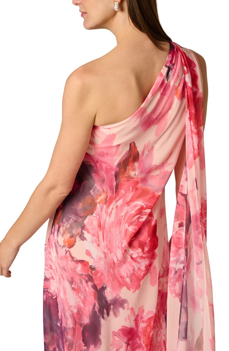Aidan Mattox Print One-Shoulder Chiffon Gown, Alternate, color, 