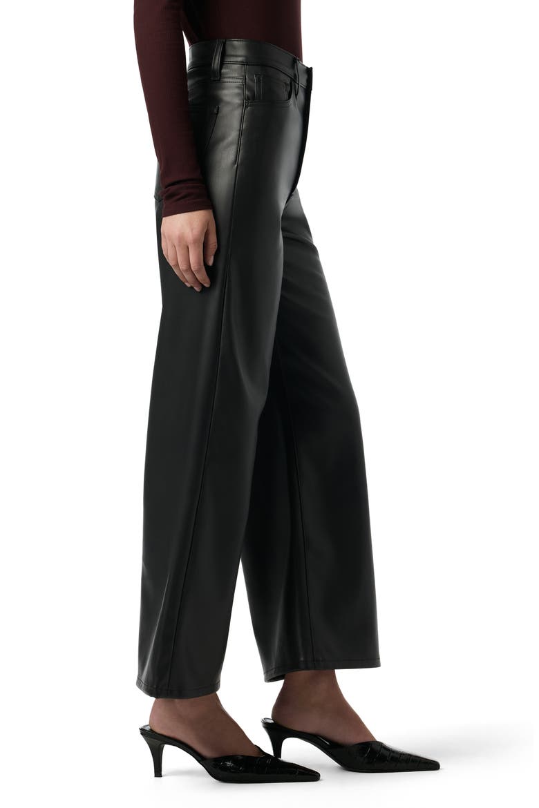 Faux Leather Wide Leg Ankle Pants, Alternate, color, BLACK