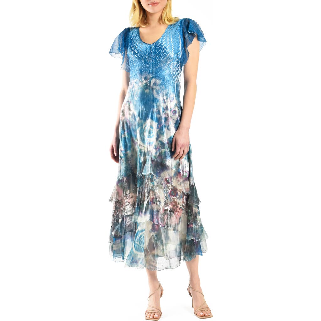 KOMAROV KOMAROV FLUTTER SLEEVE COCKTAIL DRESS