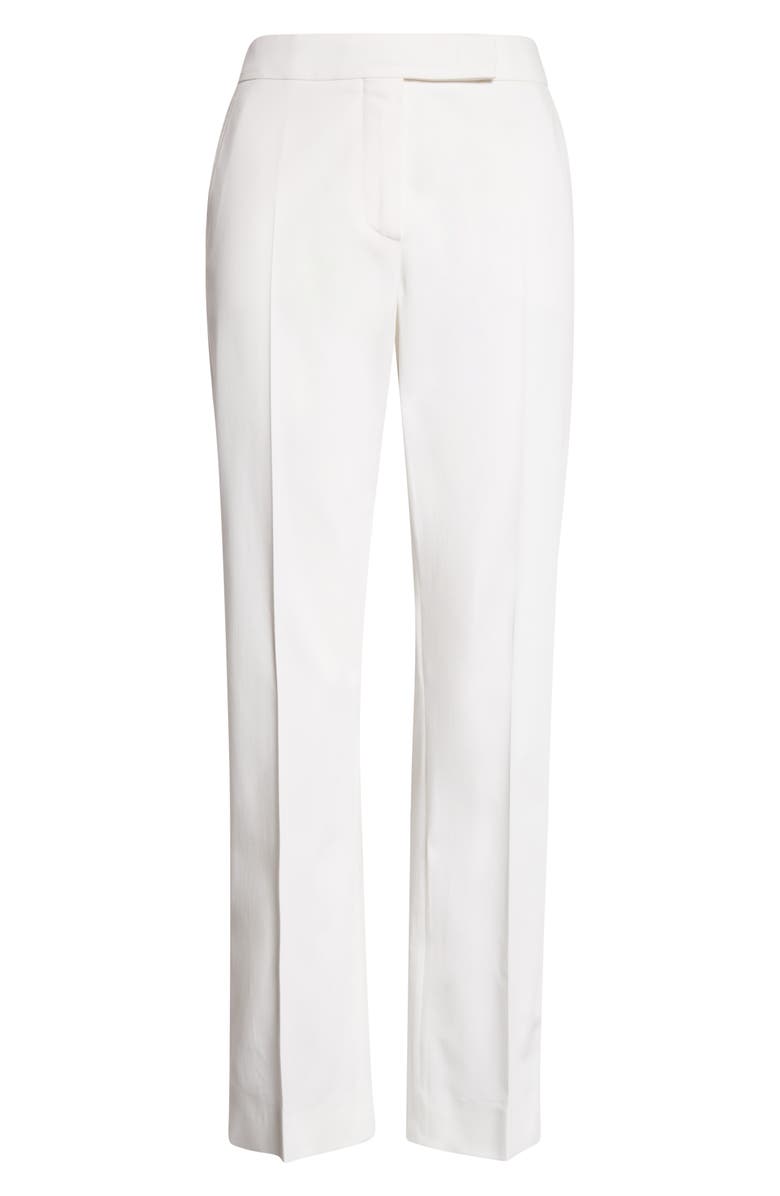 Max Mara Okra Crop Stretch Cotton Straight Leg Pants, Main, color, Silk