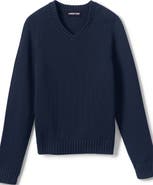 Lands' End School Uniform Kids Cotton Modal V-neck Sweater