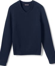 Lands' End School Uniform Kids Cotton Modal V-neck Sweater