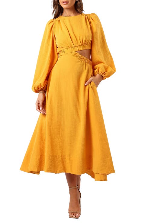 Ginnee Long Sleeve Cutout Midi Dress