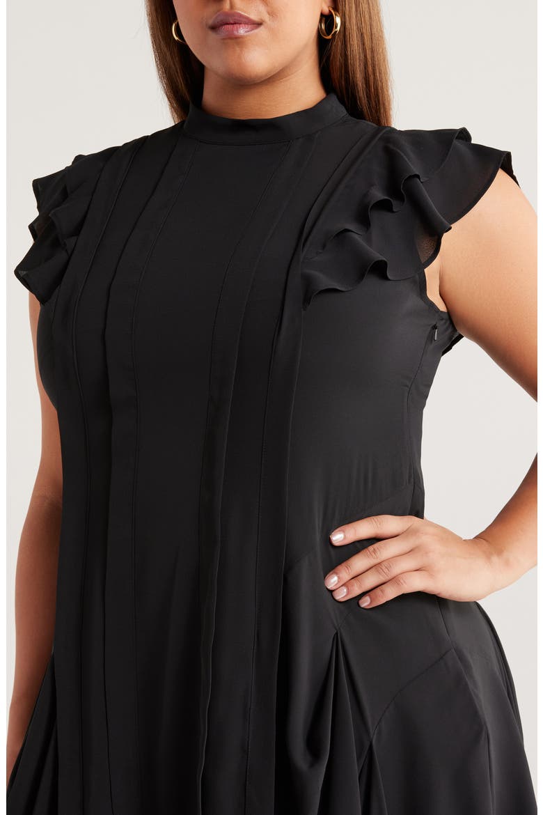 Pintuck Handkerchief Hem Dress, Alternate, color, BLACK