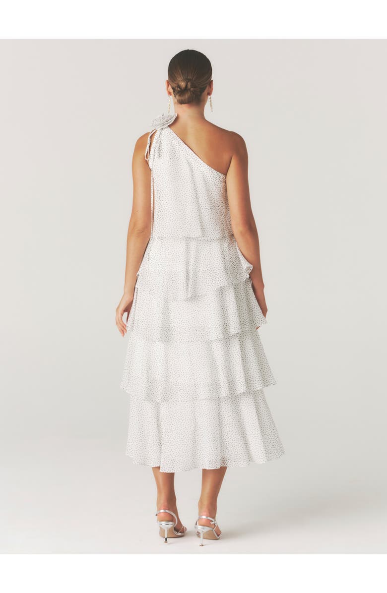 Six Stories Amora Corsage Detail Tiered Midaxi Dress, Alternate, color, White