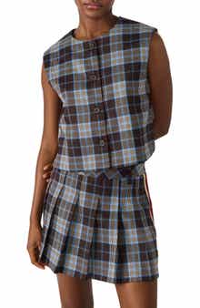 Steve Madden Alessa Sleeveless Plaid Shirt