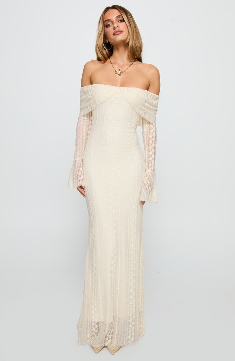 Princess Polly Perdita Long Sleeve Lace Maxi Dress, Alternate, color, Cream