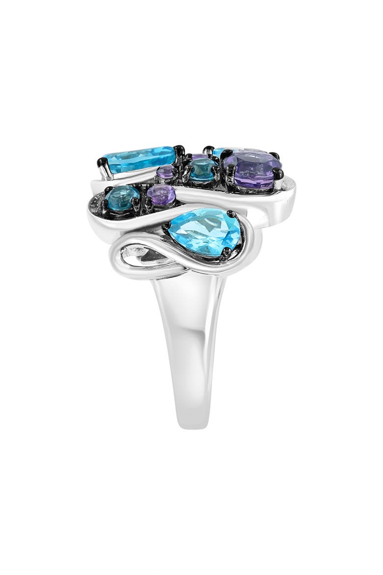 Sterling Silver Amethyst, Blue Topaz, London Blue Topaz & Diamond Ring - 0.07ct., Alternate, color, MULTI