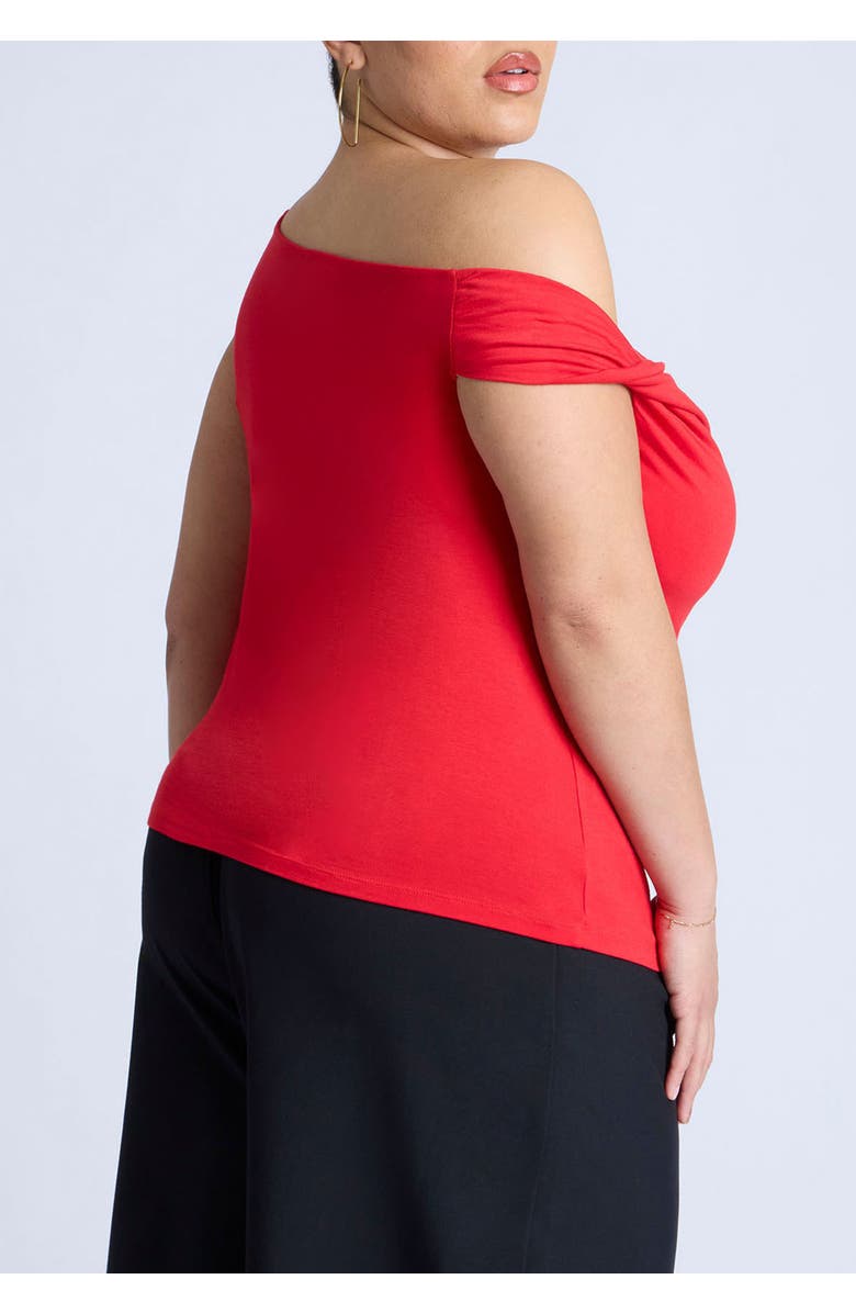 ELOQUII Asym Twist Sleeve Top, Alternate, color, High Risk Red
