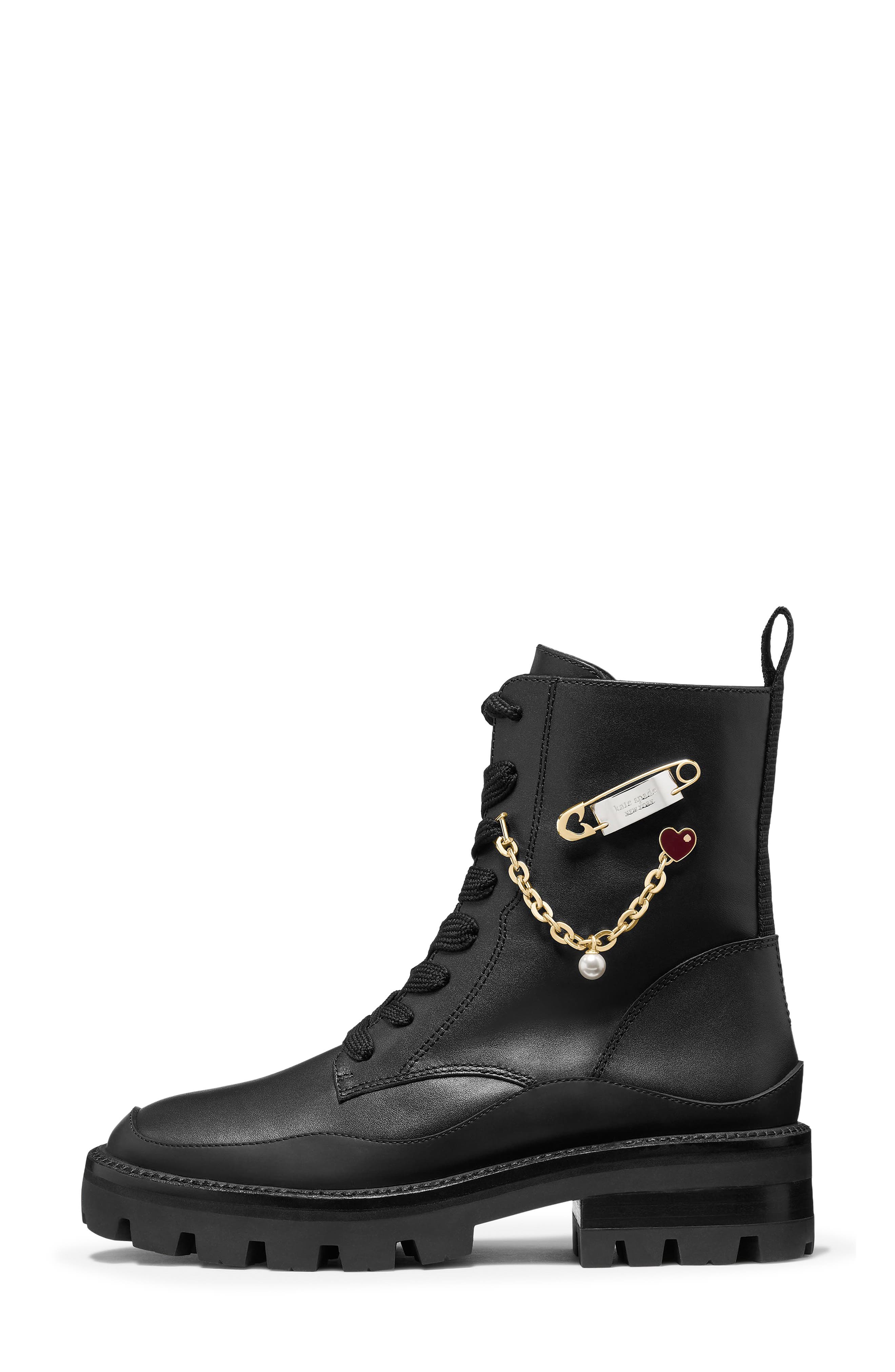 Sam Icon Leather Combat Boot, Alternate, color, BLACK