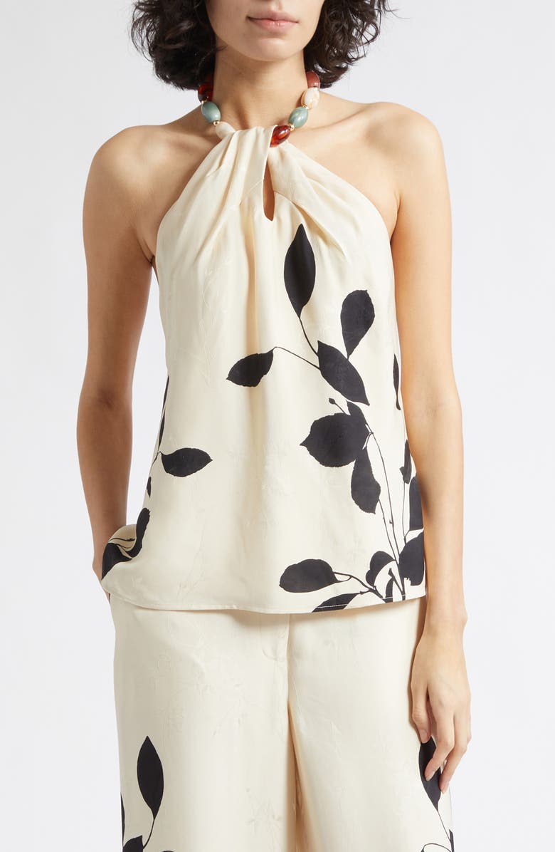 Reiss Delilah Halter Top, Main, color, Ivory/ Black