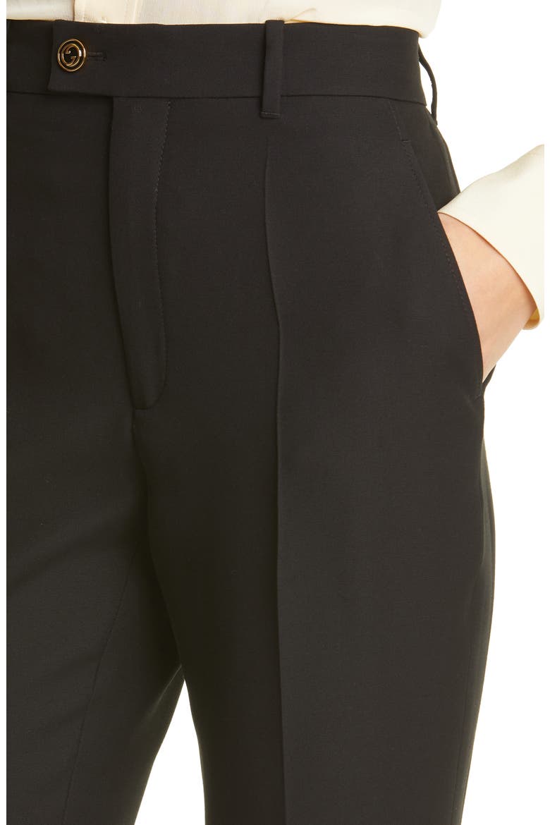 Silk & Wool Cady Crepe Straight Leg Pants, Alternate, color, BLACK