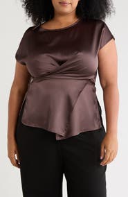 Renee C Satin Crossover Front Top