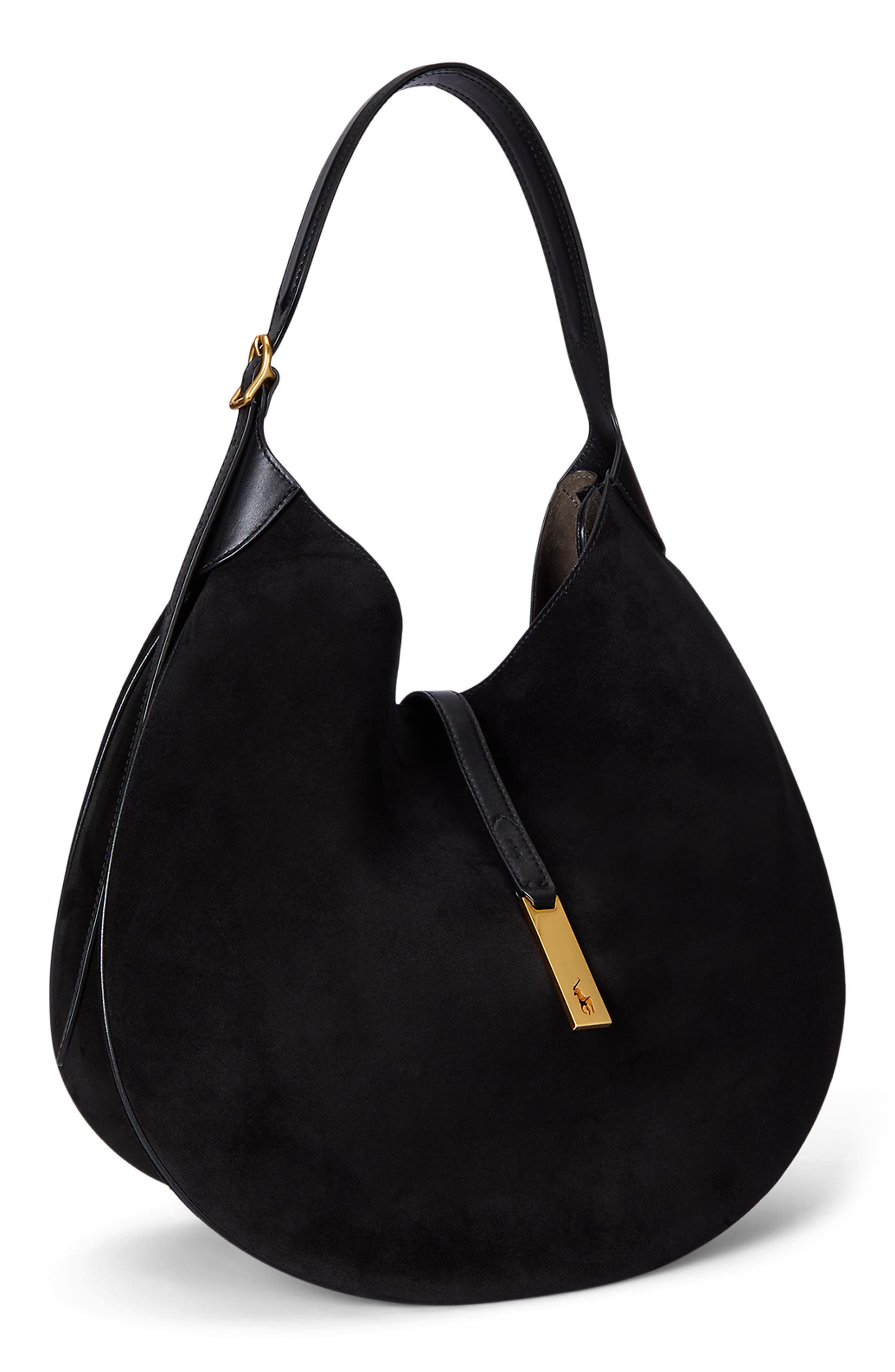 Large Polo ID Shoulder Bag, Alternate, color, BLACK/ G L