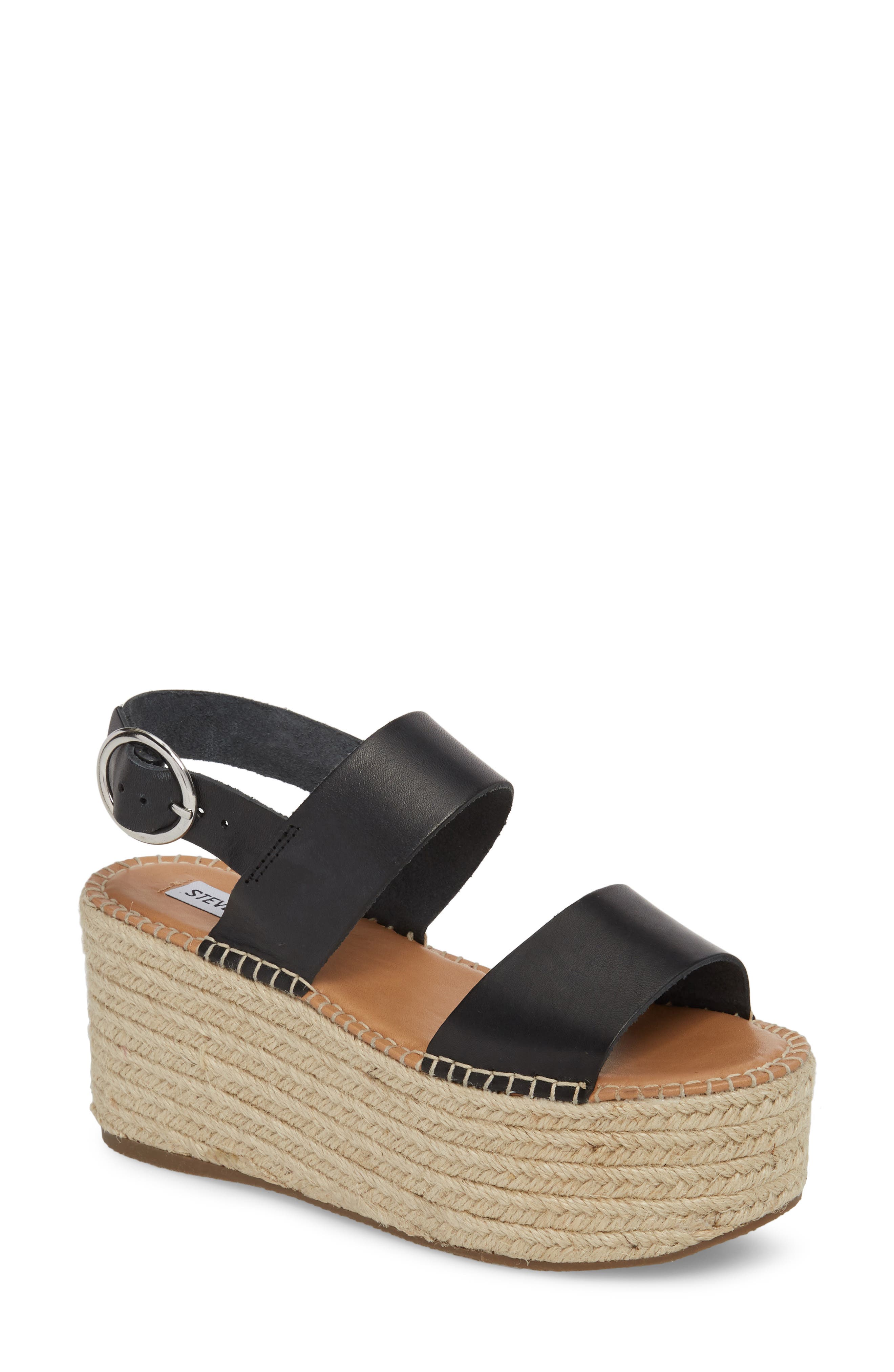 Cali Espadrille Platform Sandal, Main, color, BLACK LEATHER