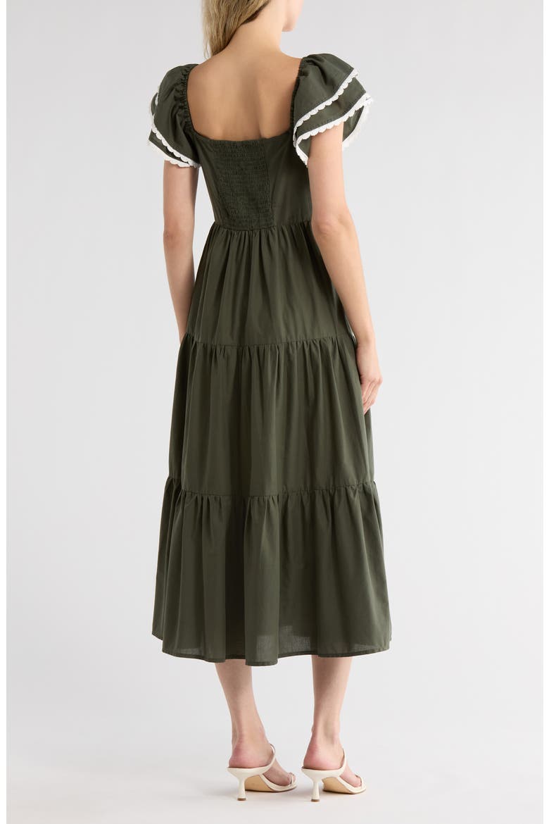 Embroidered Midi Dress, Alternate, color, DEEP DEPTHS/ EGRET
