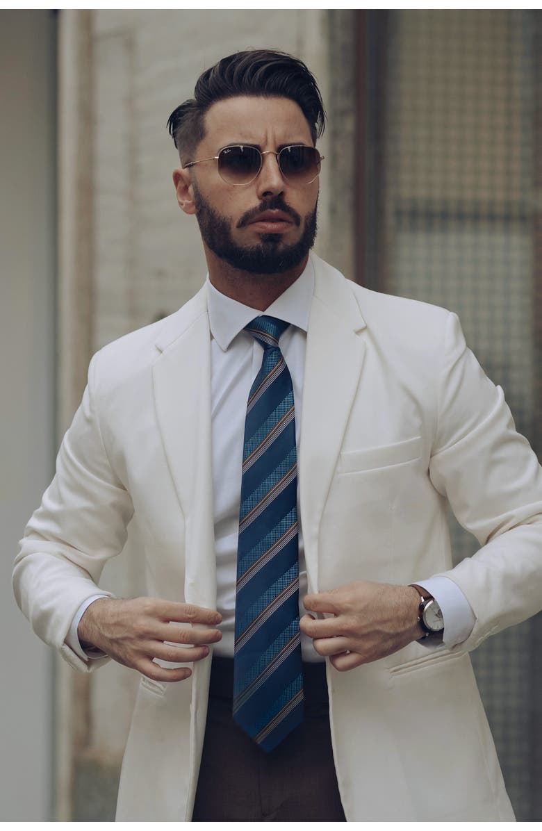 Elizabetta Corso - Extra Long Silk Jacquard Tie for Men, Alternate, color, Petrol Blue