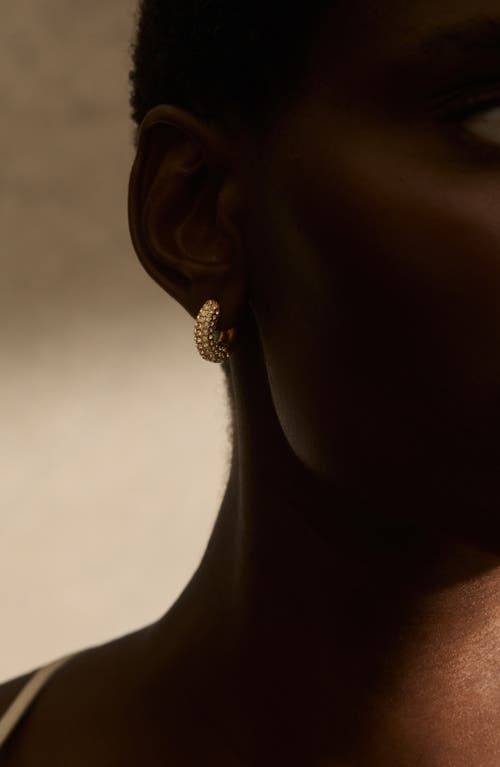 Reiss Amelia Pavé Huggie Hoop Earrings In Gold Tone/clear Crystal