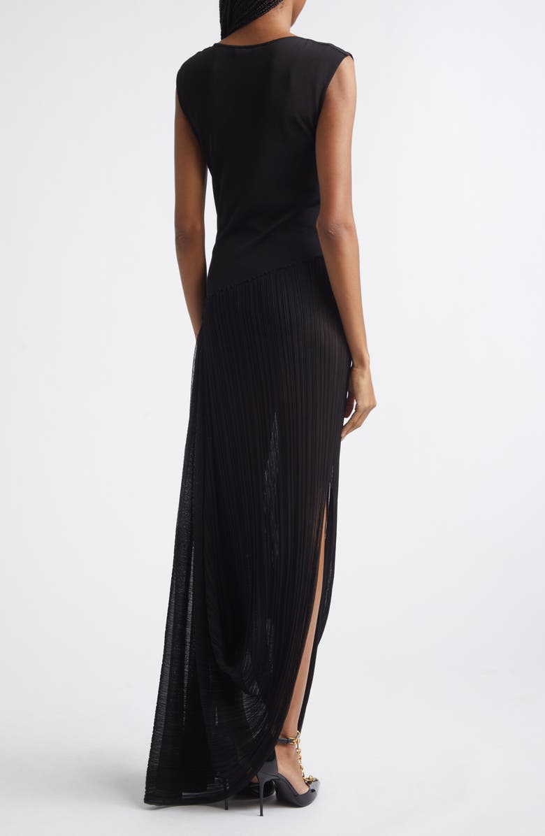 Balmain Fléchage Draped Sheer Dress, Alternate, color, 0Pa Black