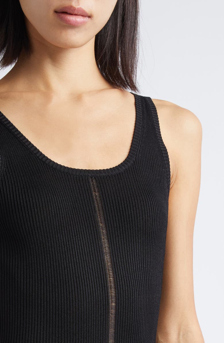 GRACE LING Logo Tag Rib Column Tank, Alternate, color, Black