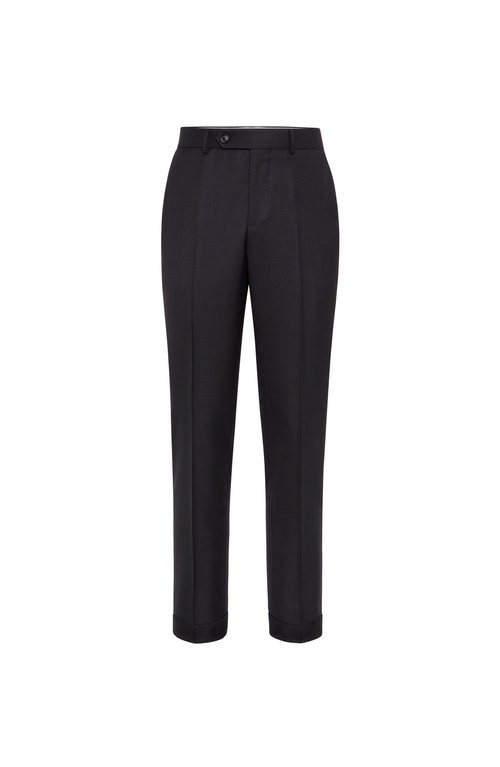 Brunello Cucinelli Tapered-leg Wool Trousers In Black