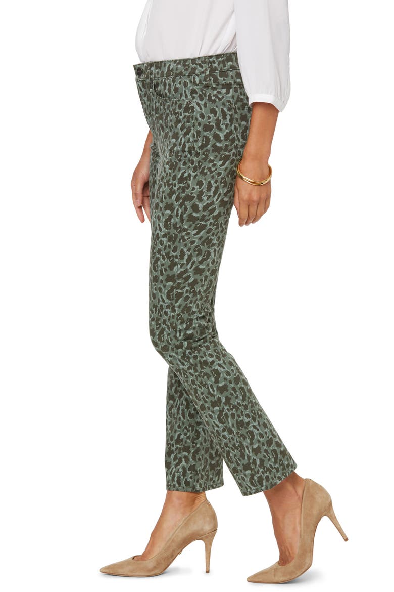 Animal Print High Waist Slim Bootcut Jeans, Alternate, color, OLIVE CAT