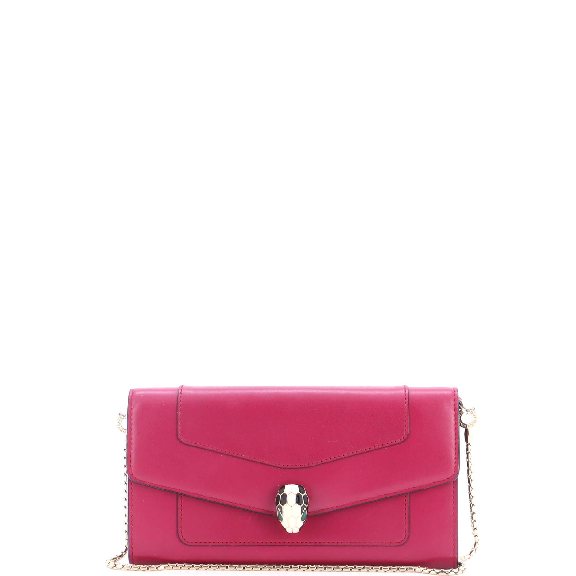 Serpenti Forever Wallet on Chain Leather Long, Main, color, Pink