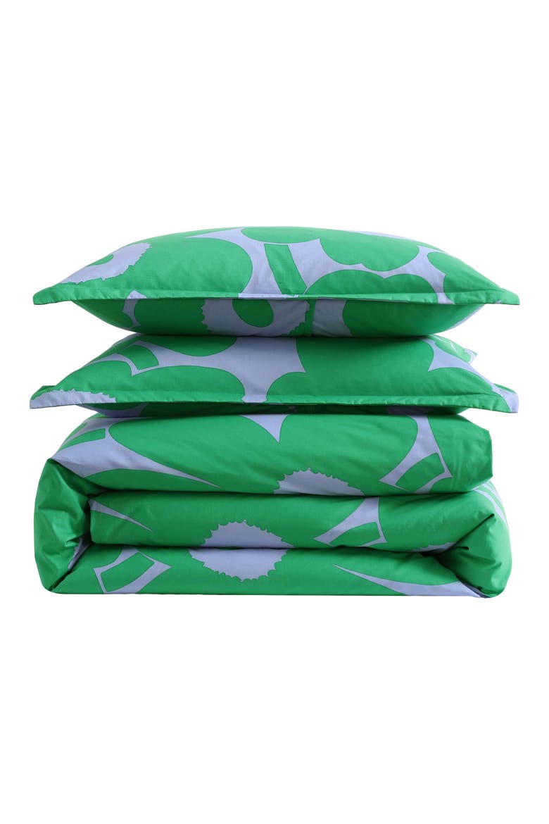 Unikko Cotton Percale Duvet Cover & Shams Set, Main, color, MEDIUM / DARK GREEN