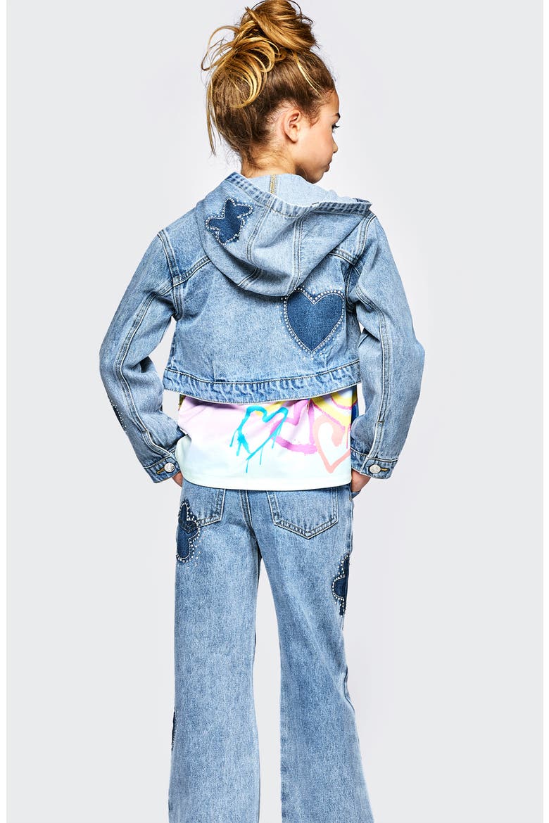 Kids' Heart Patch Wide Leg Jeans, Alternate, color, STONEWASH