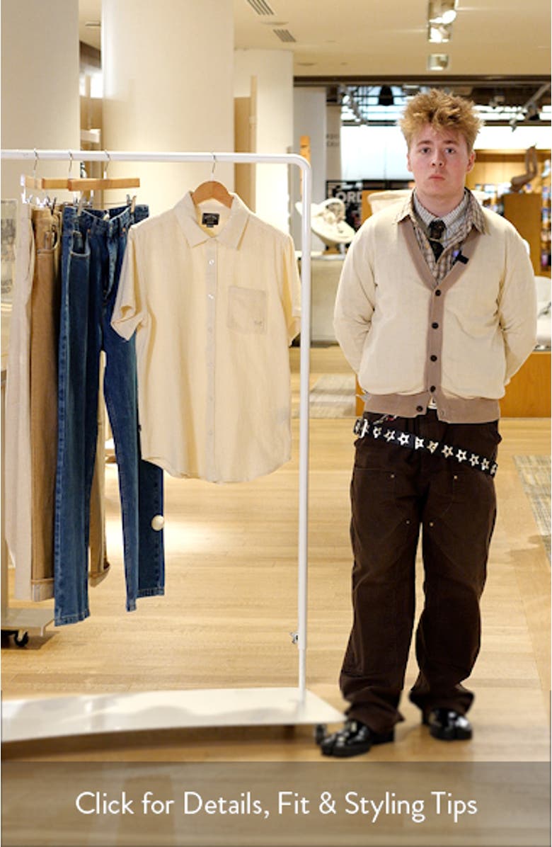 Textured Short Sleeve Cotton Button-Up Shirt, sales video thumbnail