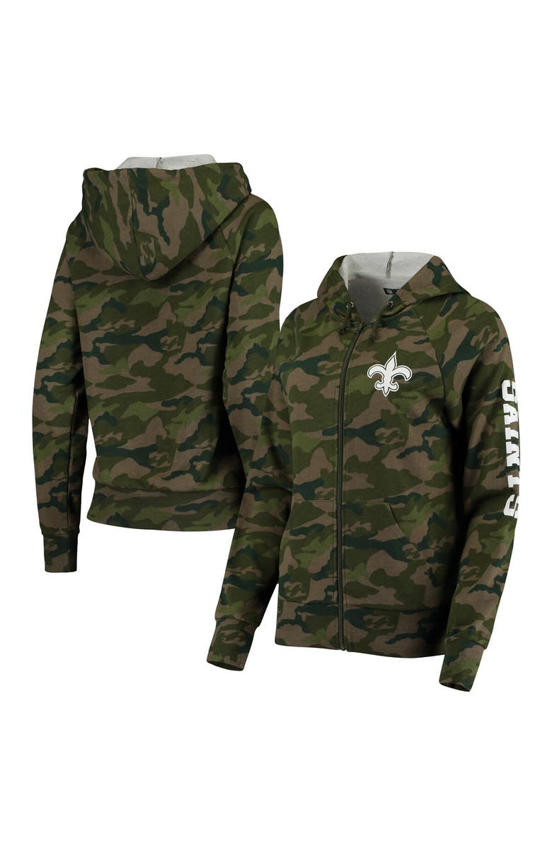 New Era Women's New Era Camo New Orleans Saints Raglan Full-Zip Hoodie, Main, color, Camo