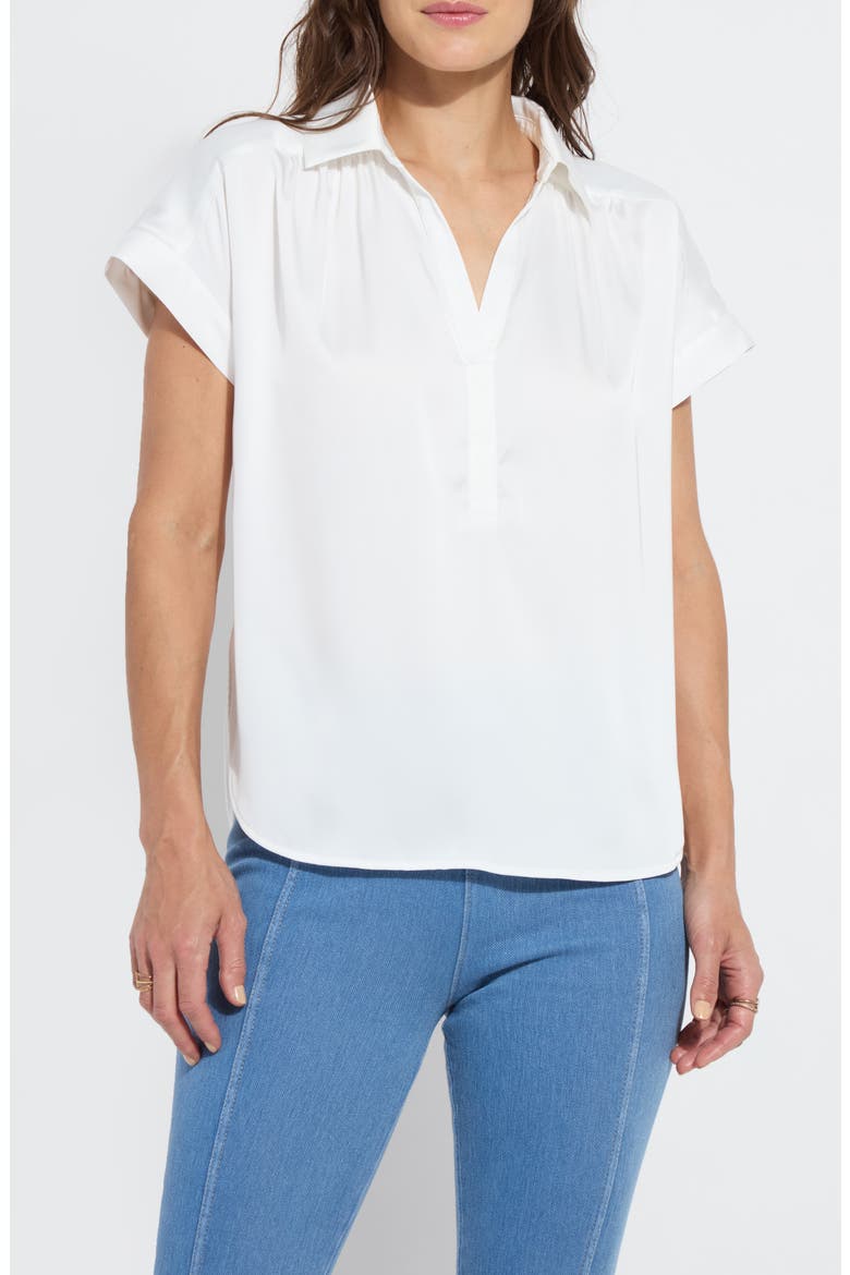 Amaya Short Sleeve Knit & Woven Shirt, Main, color, OFF WHITE