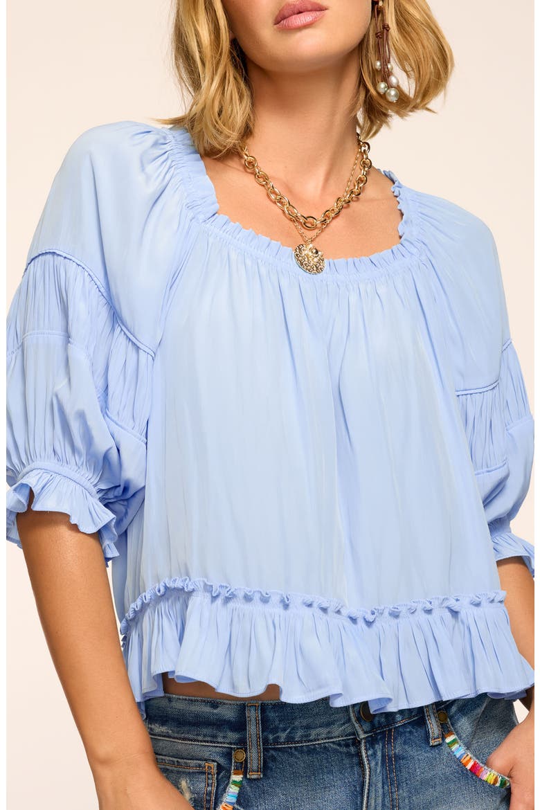 Natasha Peasant Top, Alternate, color, BAZAAR BLUE