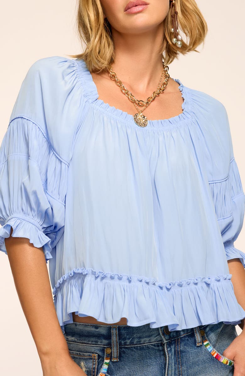 Ramy Brook Natasha Peasant Top, Alternate, color, Bazaar Blue