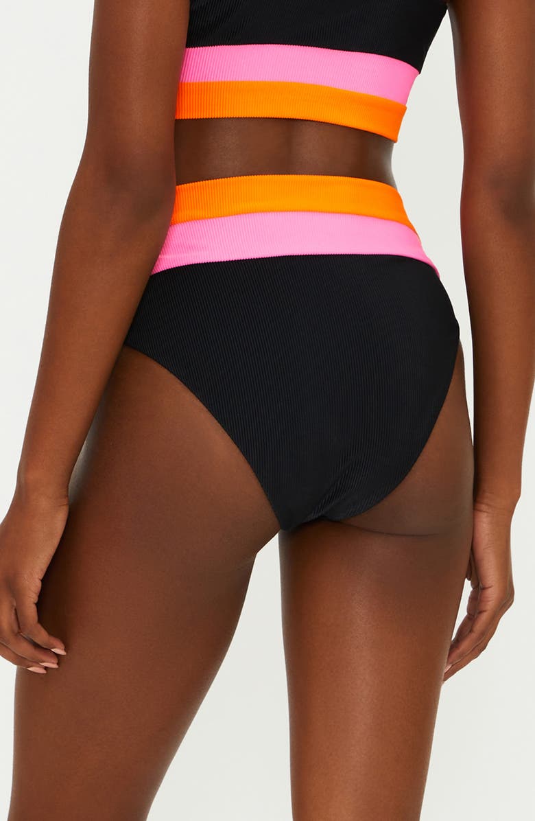 Beach Riot Heidi Colorblock High Waist Bikini Bottoms, Alternate, color, Sangria Sun