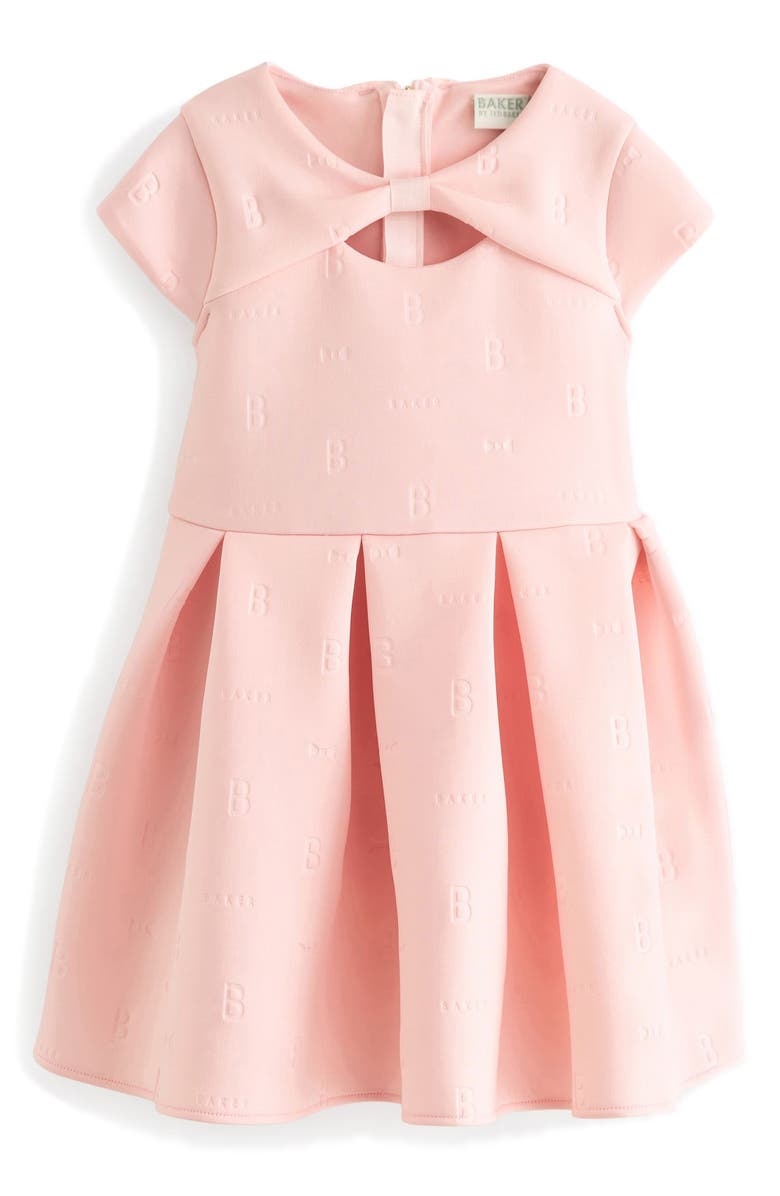 Baker by Ted Baker Kids' Bow Embossed Scuba Party Dress, Main, color, 